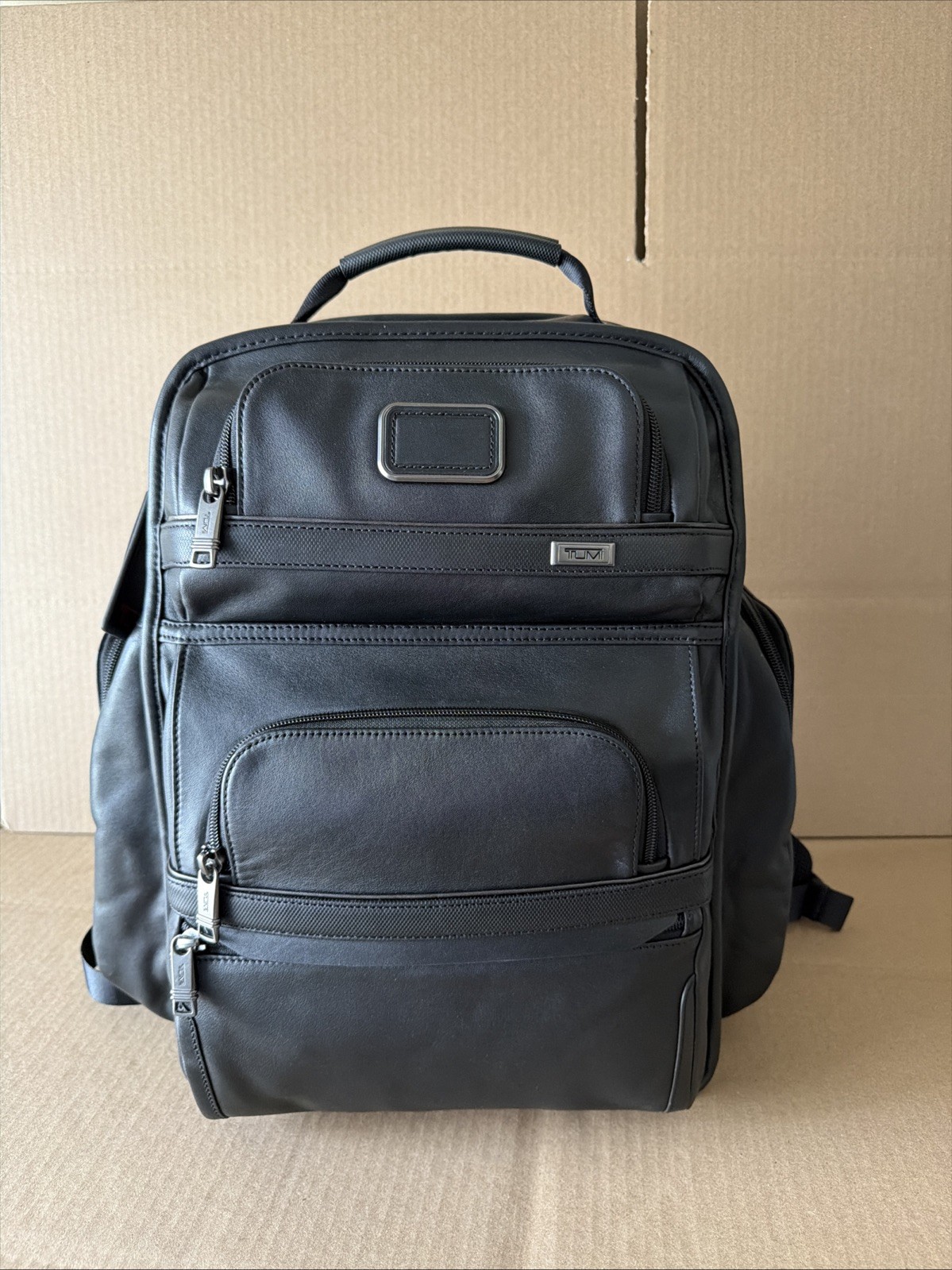 TUMI Alpha 3 Brief Pack Black Leather Backpack 117343 1041 9603580 New
