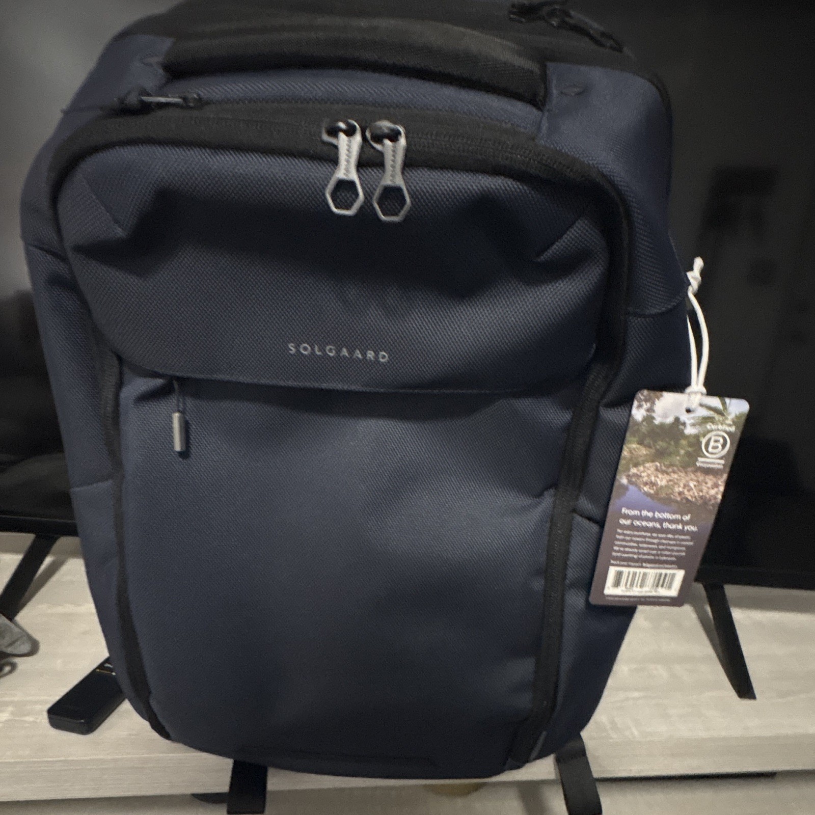 Solgaard Blue Solid Backpack Travel Pack, Zip Closure, Top Handle