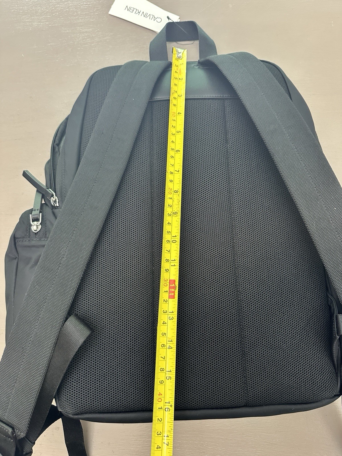Calvin Klein Black Nylon Flap Backpack Laptop Sleeve Travel School Bag NWT