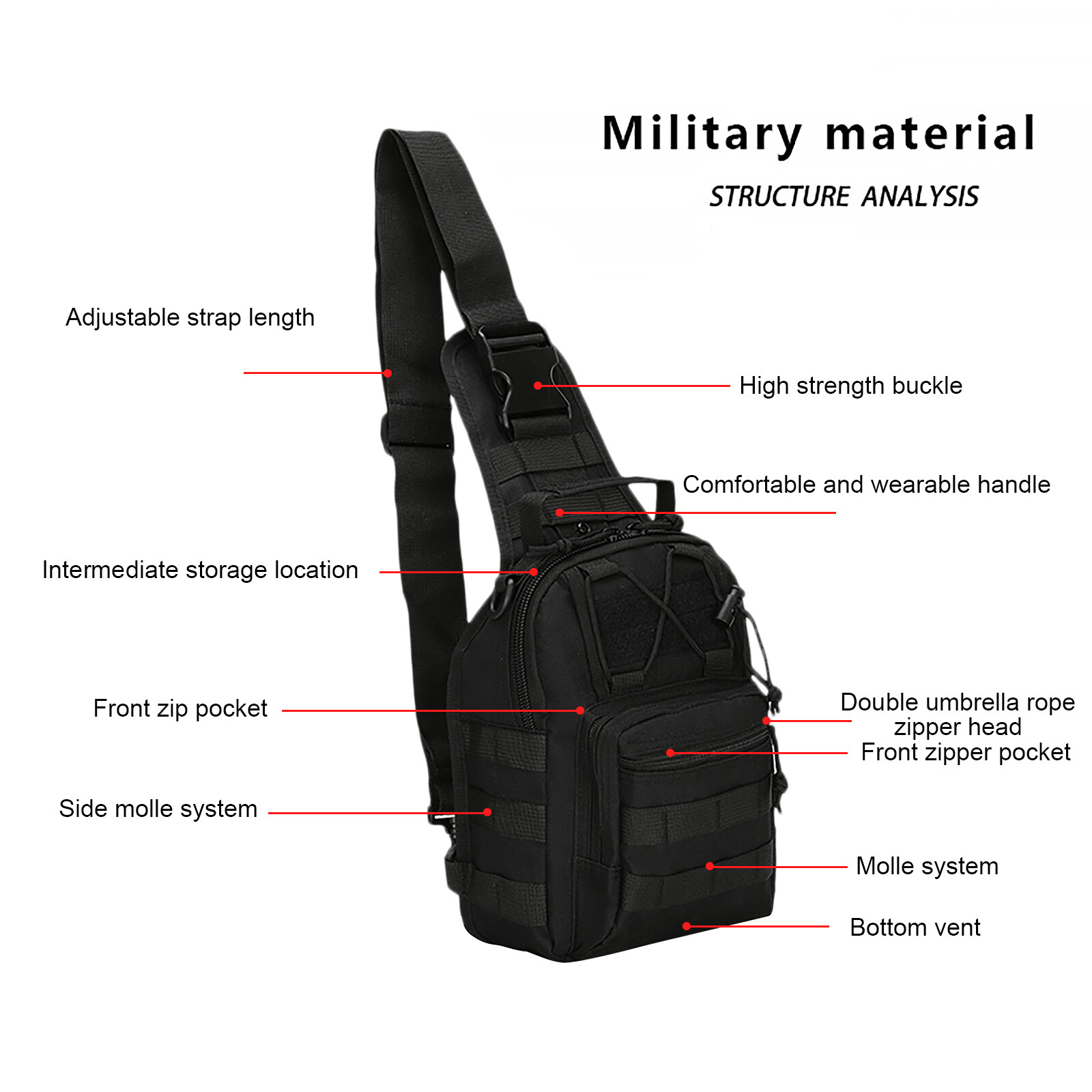 Mens Backpack Tactical Sling Shoulder Bag Molle Travel Chest Pack Outdoor Hiking