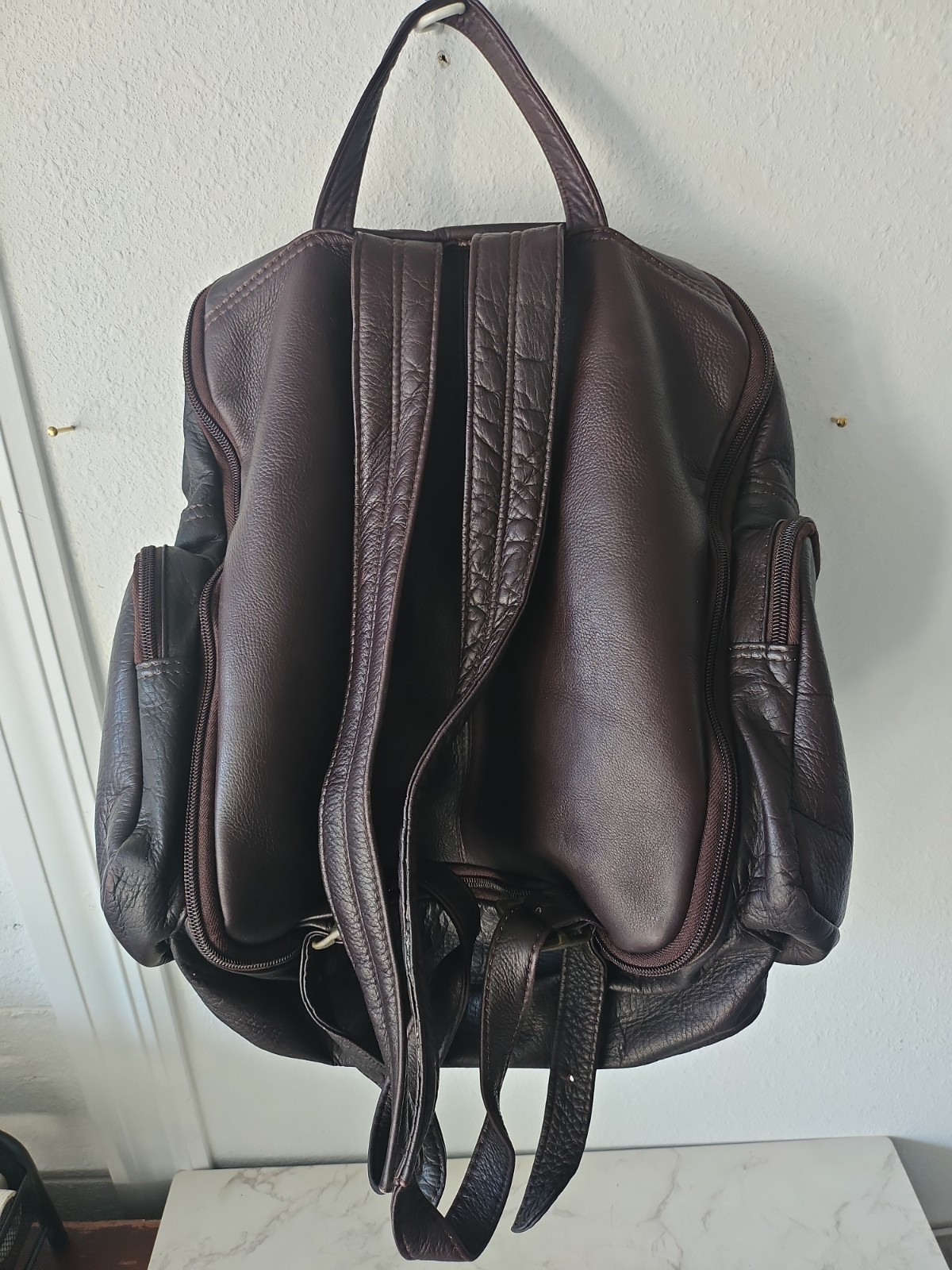 Vtg Piel Soft Leather Backpack Y2k Minimalist Made In Columbia Travel Day Bag