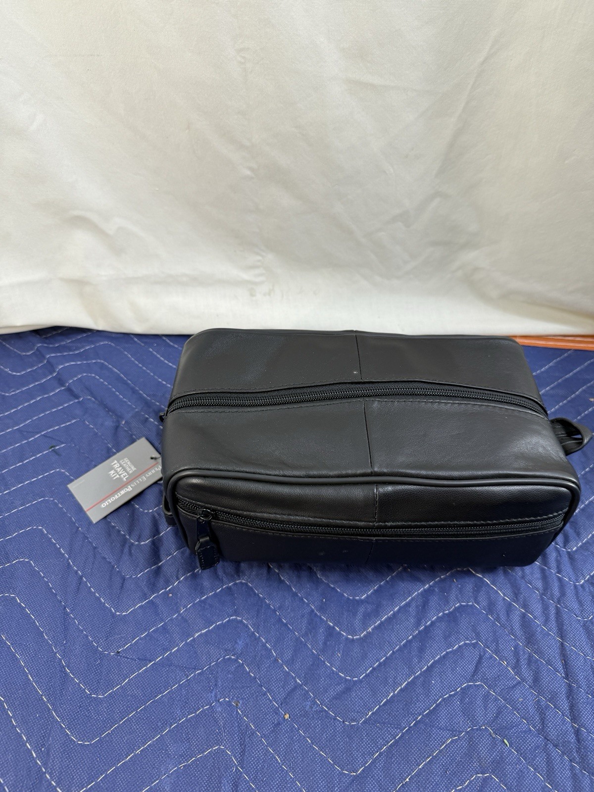 Perry Ellis Portfolio Men’s Leather Black Travel Kit