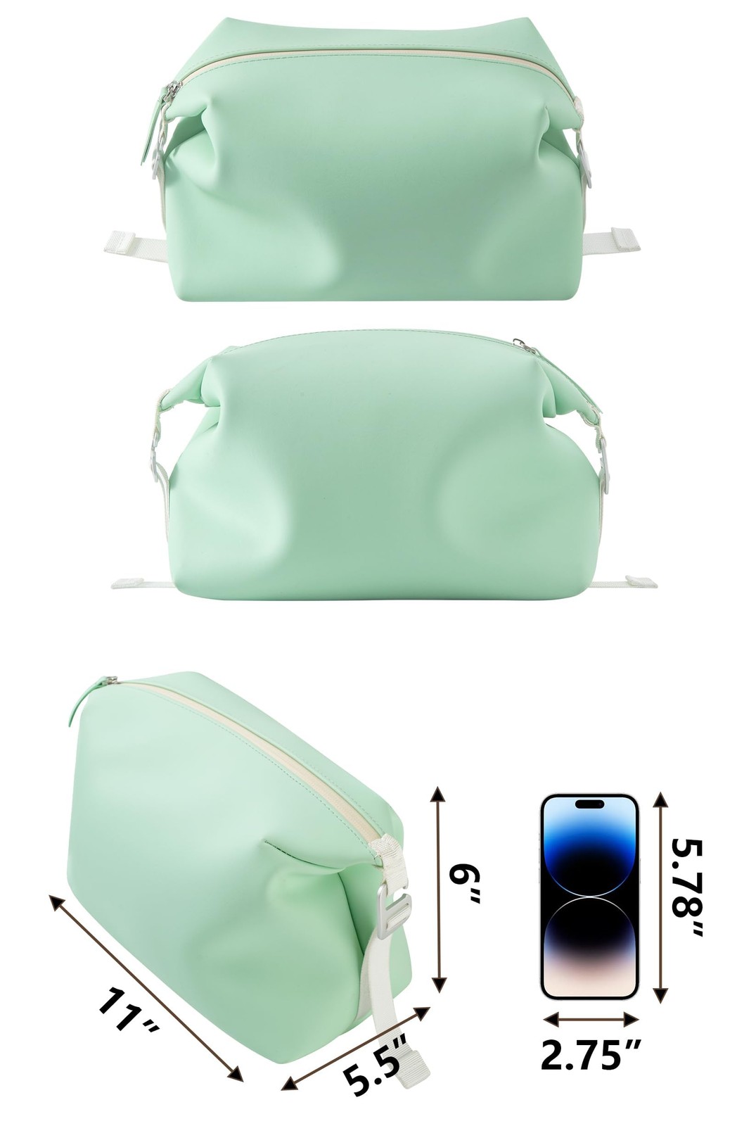 Onbagway 6″x 11″ 6L Large Silicone Toiletry Bag,Waterproof 6L, Turquoise Blue