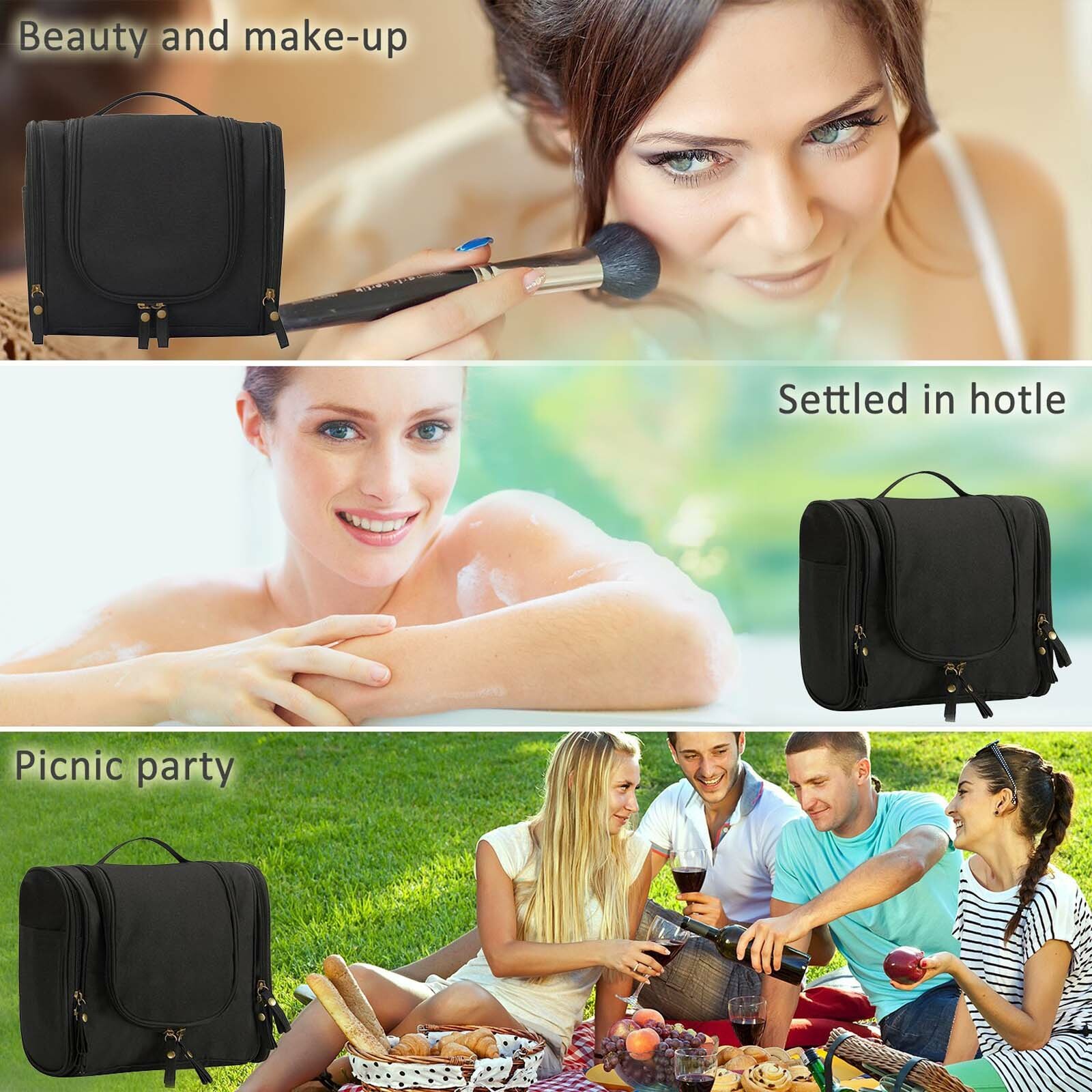 Men Women Lightweight Durable Large Travel Toiletry Holder Hand-Up Zip Wash Bag