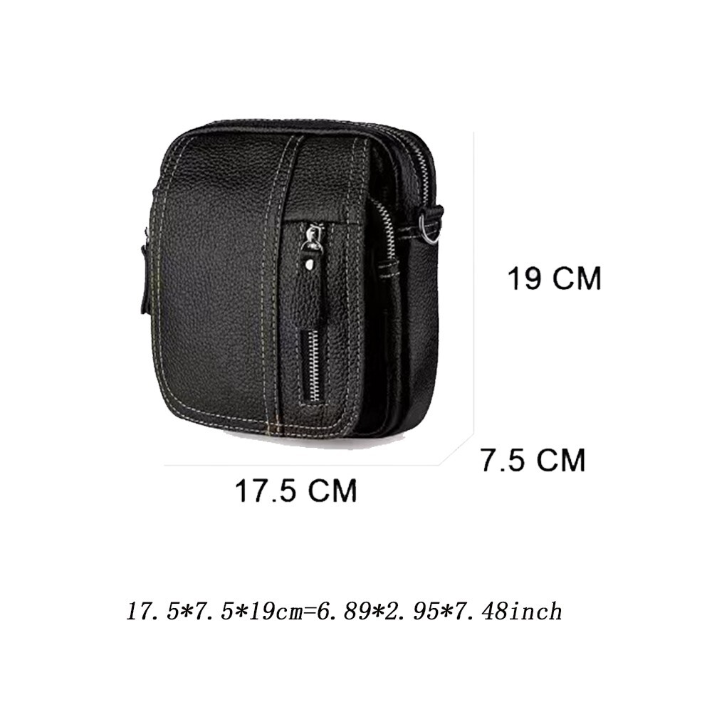Genuine Leather Men’s Crossbody Bags Purse Business Small Waist Bag Shoulder Bag
