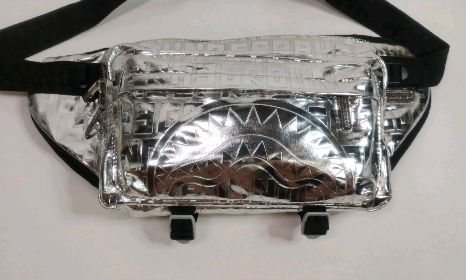 Sprayground Future Titan Metallic Cargo Crossbody Bag Silver Limited Edition
