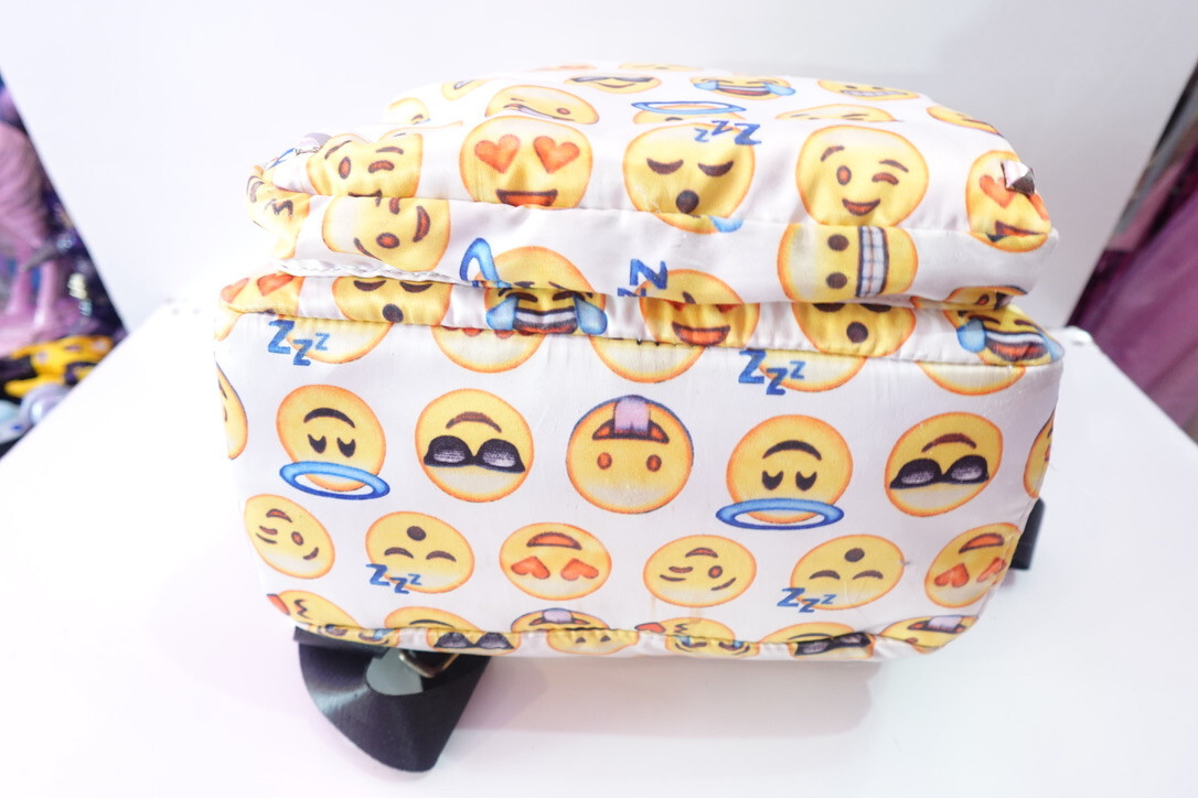 Medium Size Yellow Emoji MMS Back Pack 3 Zip Comp Black/White Stripe Lining