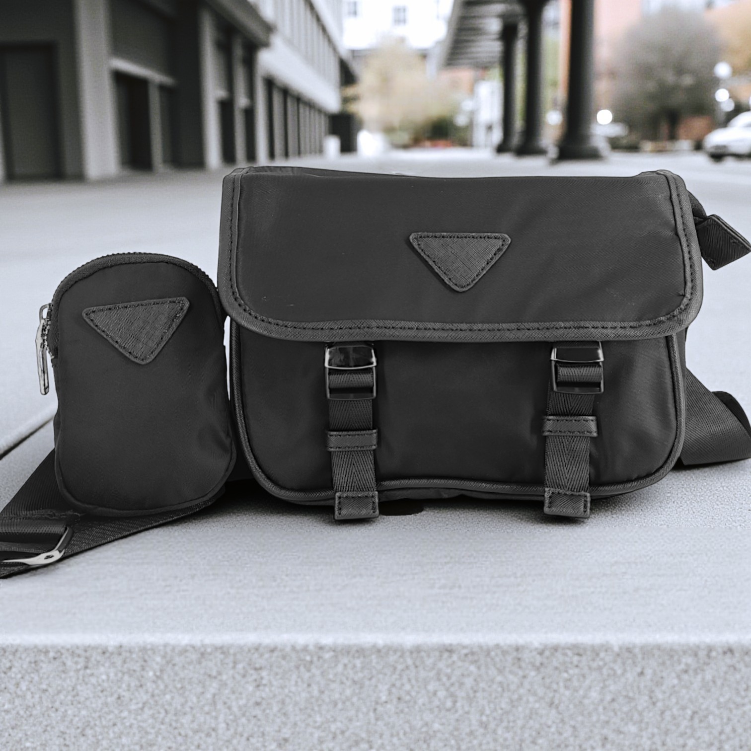 Men’s Small Crossbody Messenger Bag with Mini Bag Satchel Nylon 1839