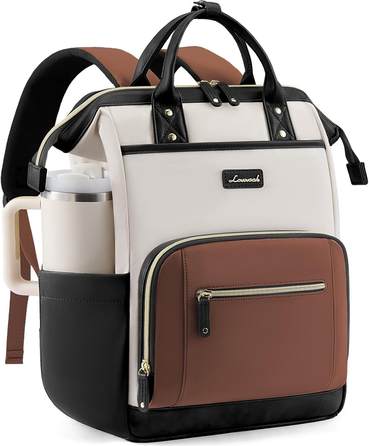 LOVEVOOK Laptop Backpack for Women with Giant Tumbler Holder,15.6 inch Professio