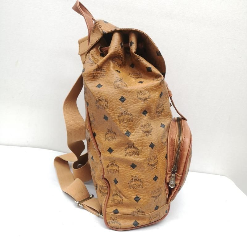 MCM Visetos Authentic Backpack Rucksack with Front Pocket Brown Monogram Men’s