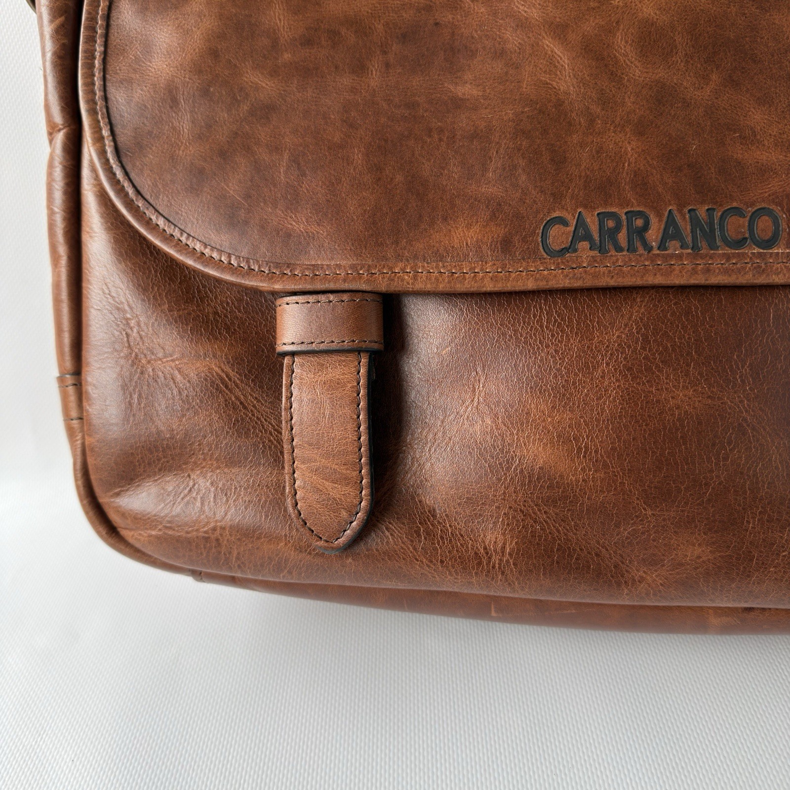 Tecovas Men’s Bartlett Messenger Cognac Brown Cowhide Handmade Leather Bag