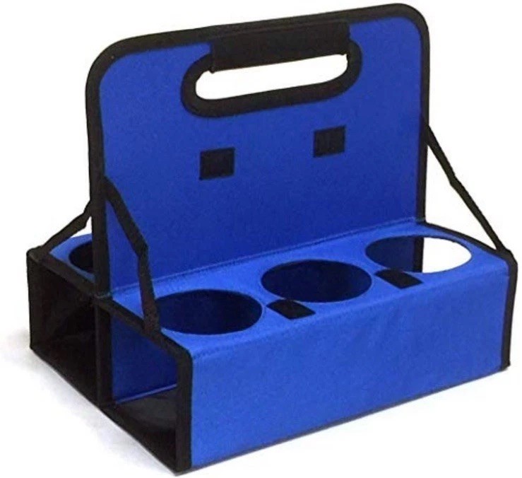 Holds 6 Cup Can Folding Reusable Drink Beverage Beer Picnic Carrier Caddy Blue