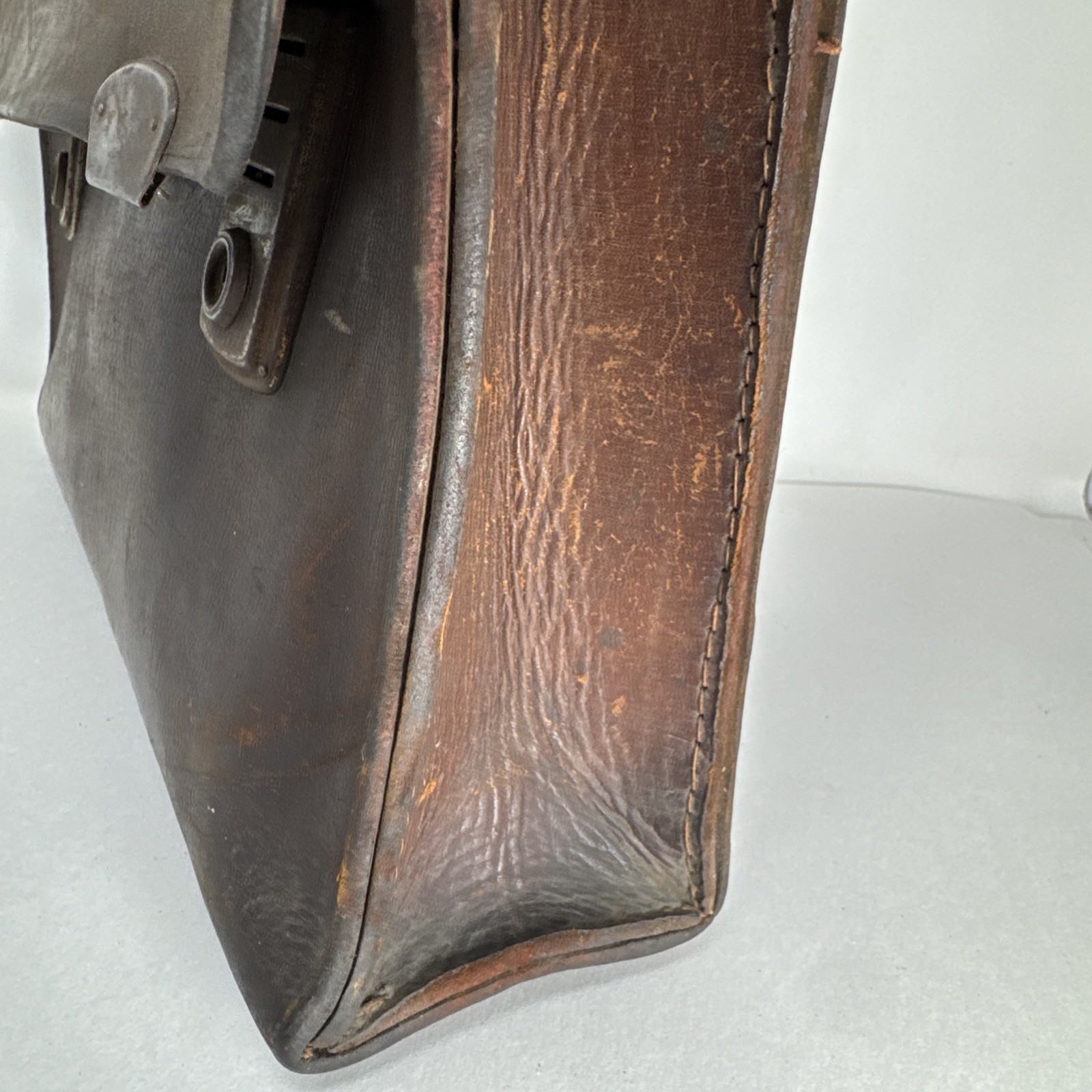 1940 1950s vintage attache briefcase german leather brown