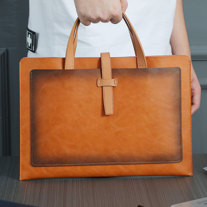 Official Business Document Bag Handheld File Bag PU Leather Waterproof Briefcase