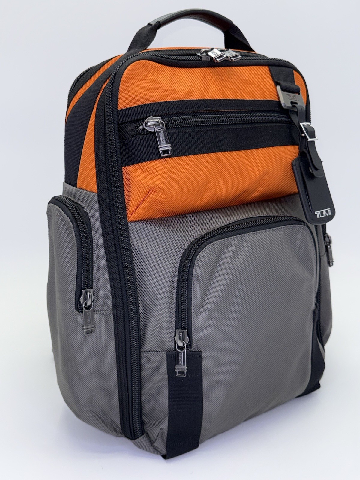 TUMI Alpha Bravo Knox Backpack Orange Gray Ballistic Nylon Laptop Bag MSRP $625