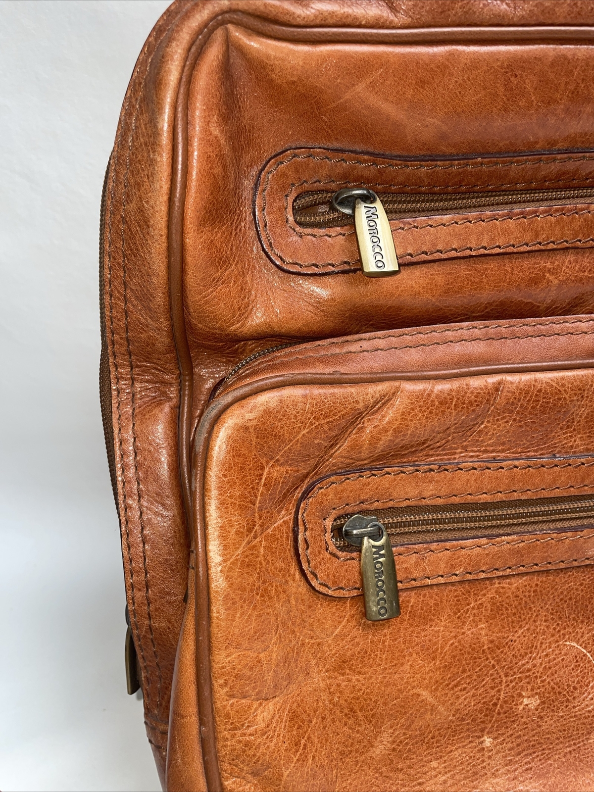 Vintage Morocco Brown Leather Shoulder Messenger Briefcase Bag