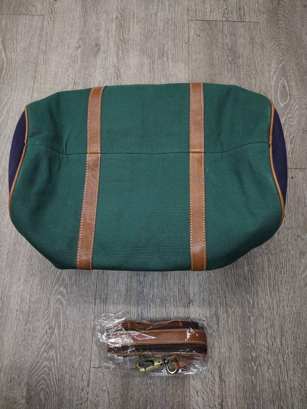 Harboring Hearts FH Wadsworth NYC Canvas Leather Trim Weekender Duffel Bag