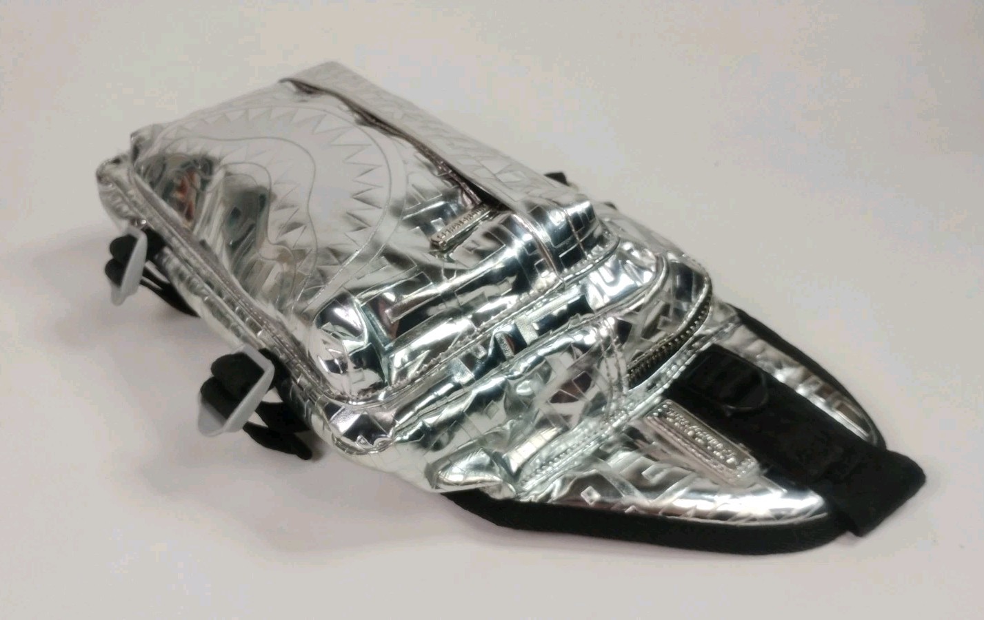 Sprayground Future Titan Metallic Cargo Crossbody Bag Silver Limited Edition