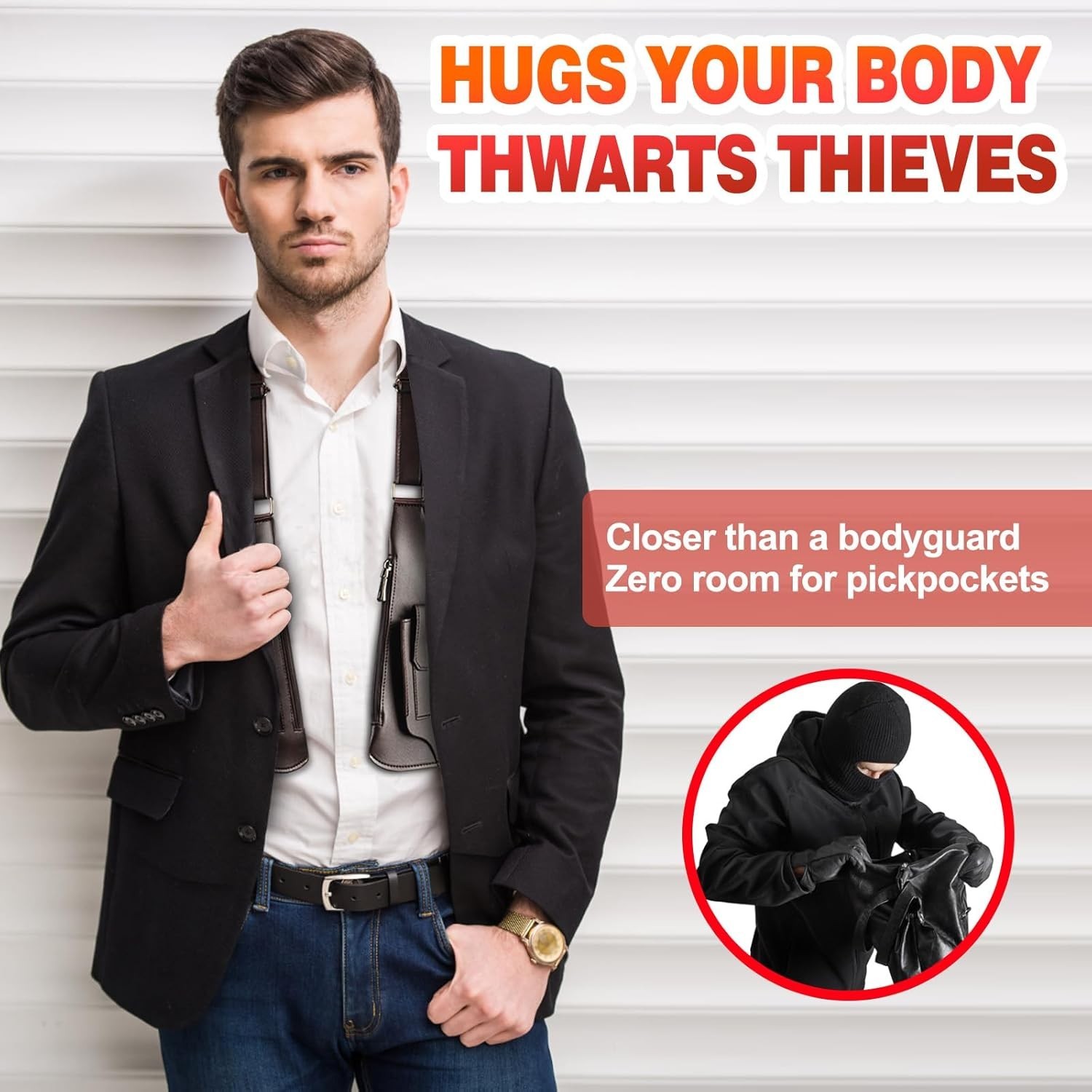 Shoulder Bag, Premium Leather Adjustable Underarm Shoulder Bag for Men