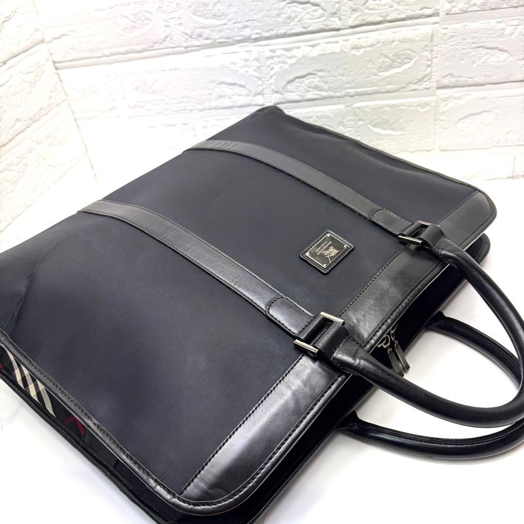 Authentic Burberry Black Label Briefcase Business Bag Nova Check 42cm Black