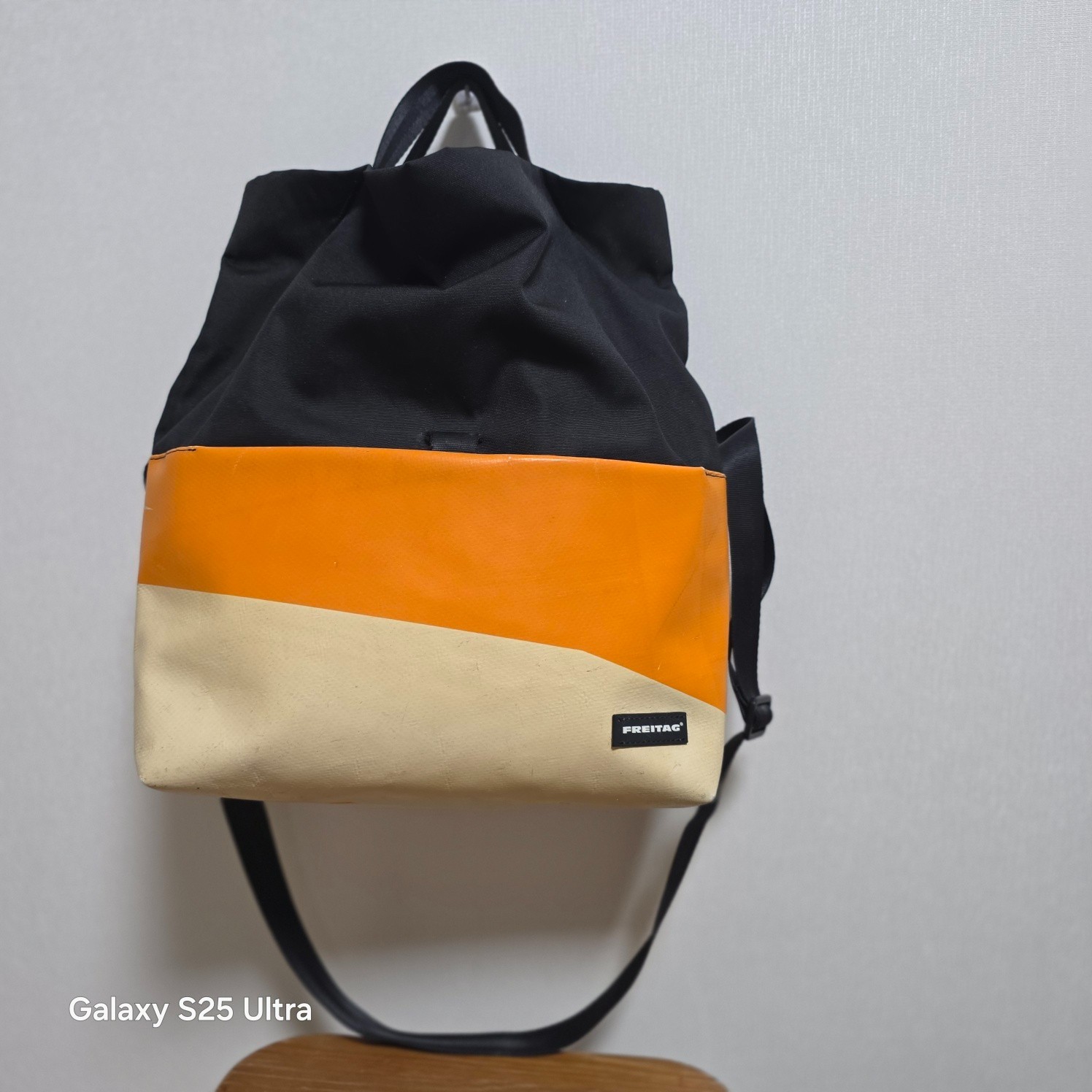 Freitag ROLLIN Roll-Up Bag F12 Orange Beige Upcycled Tarpaulin