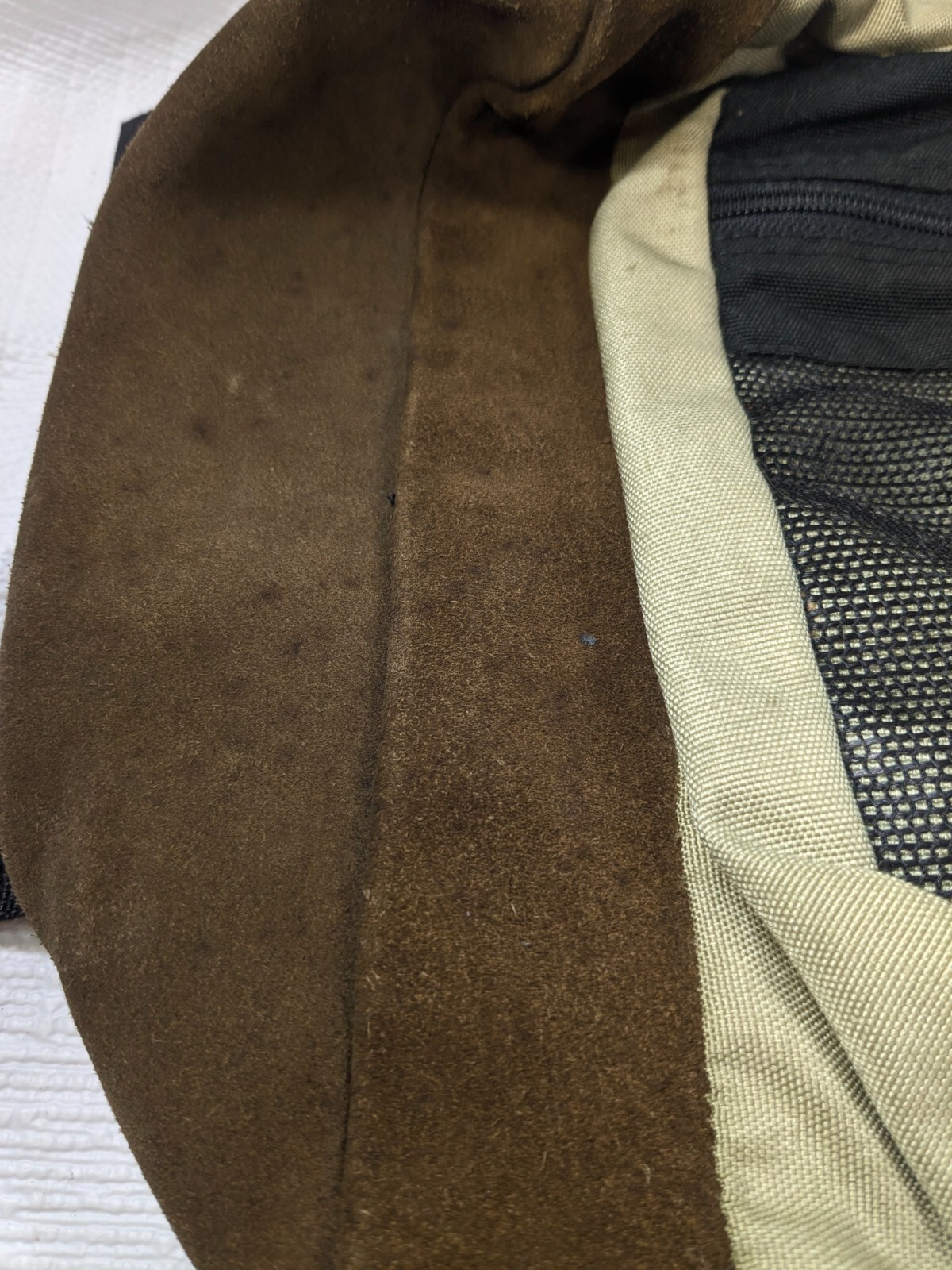 Vintage Jansport backpack suede leather bottom tan brow black mesh front Mexico