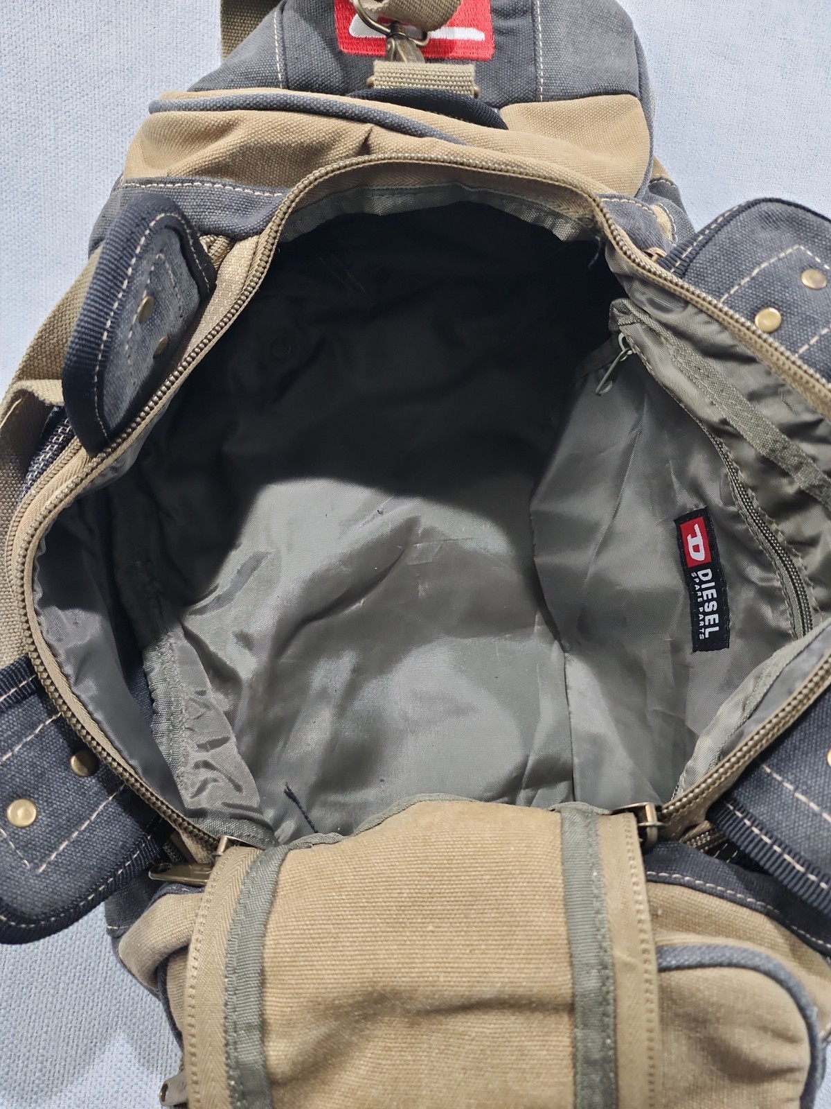 Diesel Canvas Handle Duffel Bag Pockets Galore Vtg