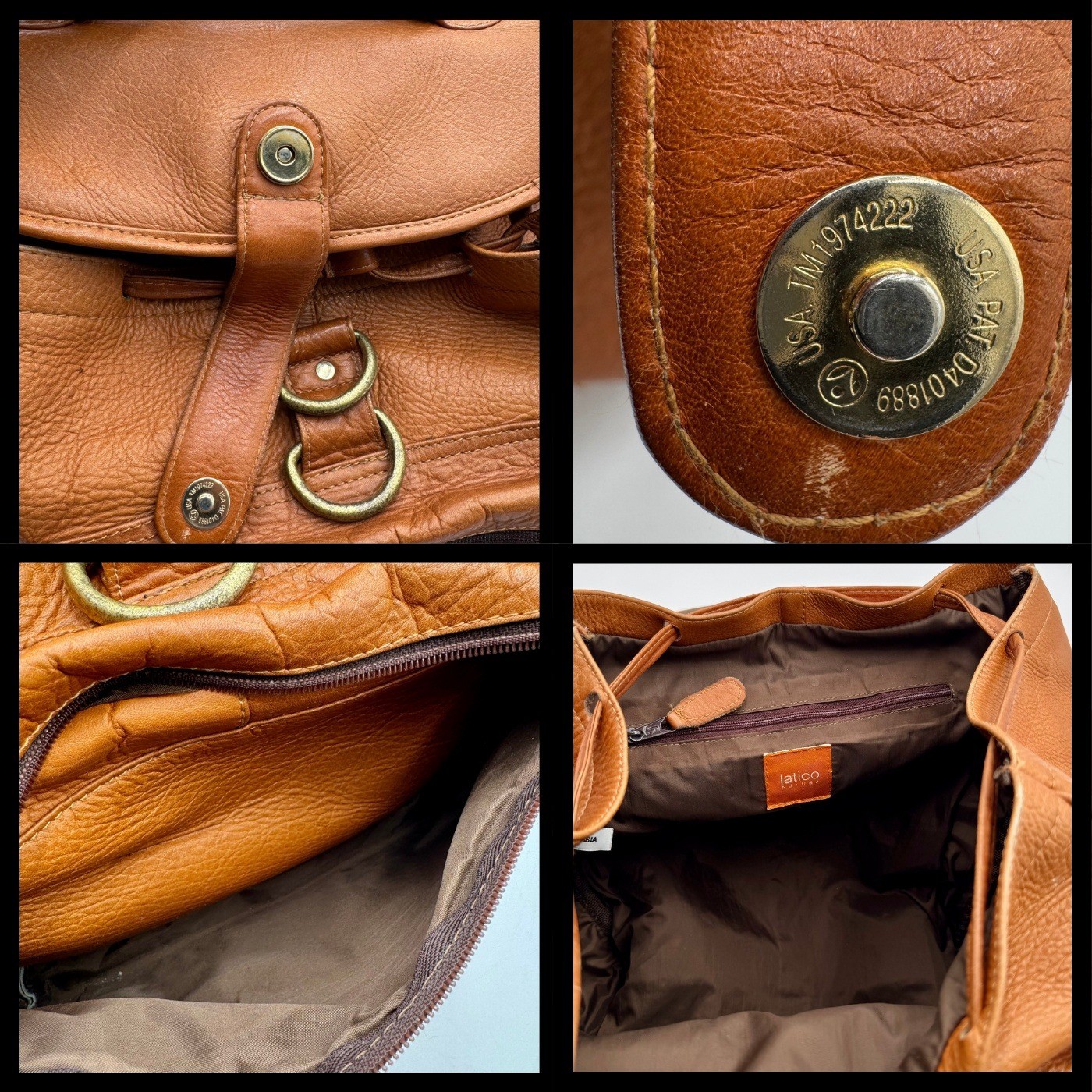 Latico Leather Backpack Cognac Brown Distressed Laptop Travel Bag Boho Artisan