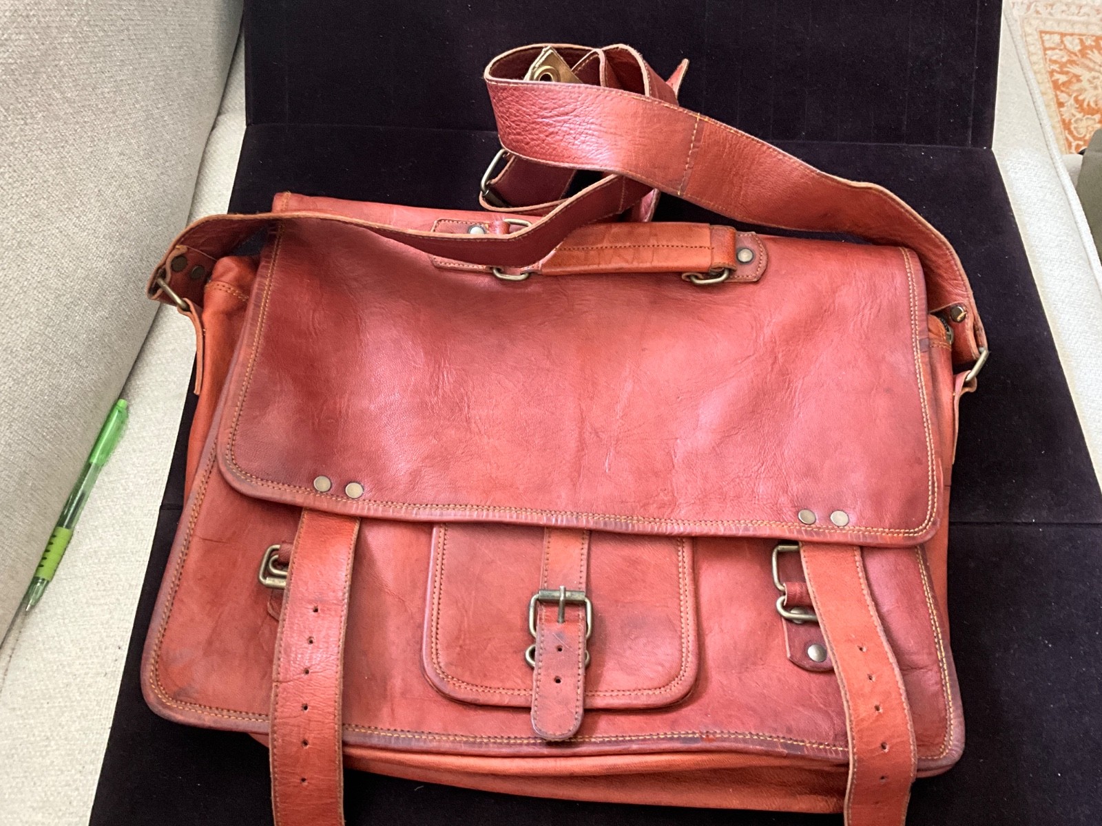 Komal’s Passion Leather Brown Business Briefcase Bag Branded 16”
