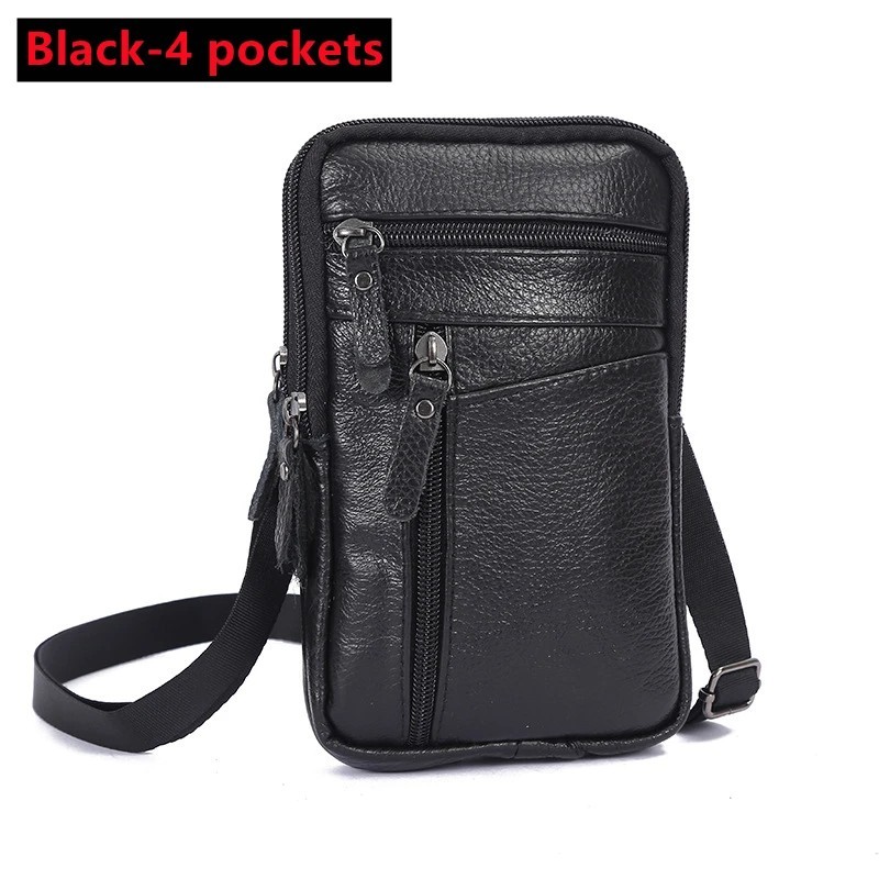 Men Leather Fashion Phone Pouch Belt Bag Shoulder Crossbody Waist Pack Handbag