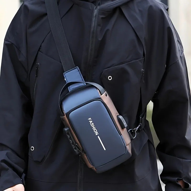 Oxford Men’s Chest Bag Crossbody Sling Pack with Zipper Phone Pocket