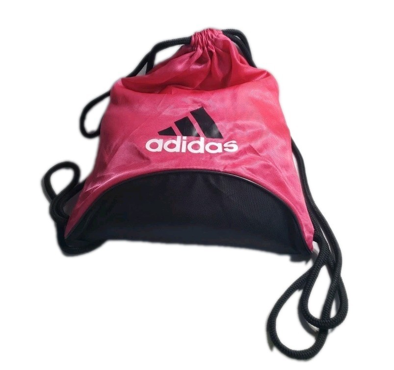 Ladies Adidas Drawstring Backpack Gym Bag Pink & Black