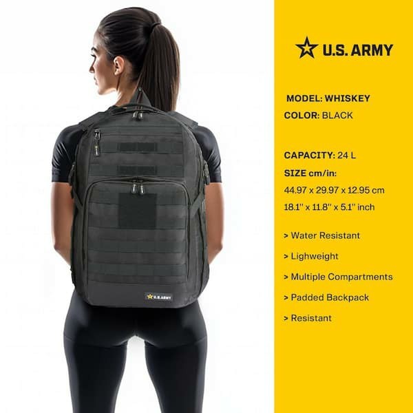 U.S. Army WHISKEY High Performance Tactical Laptop Backpack Large Black Unisex