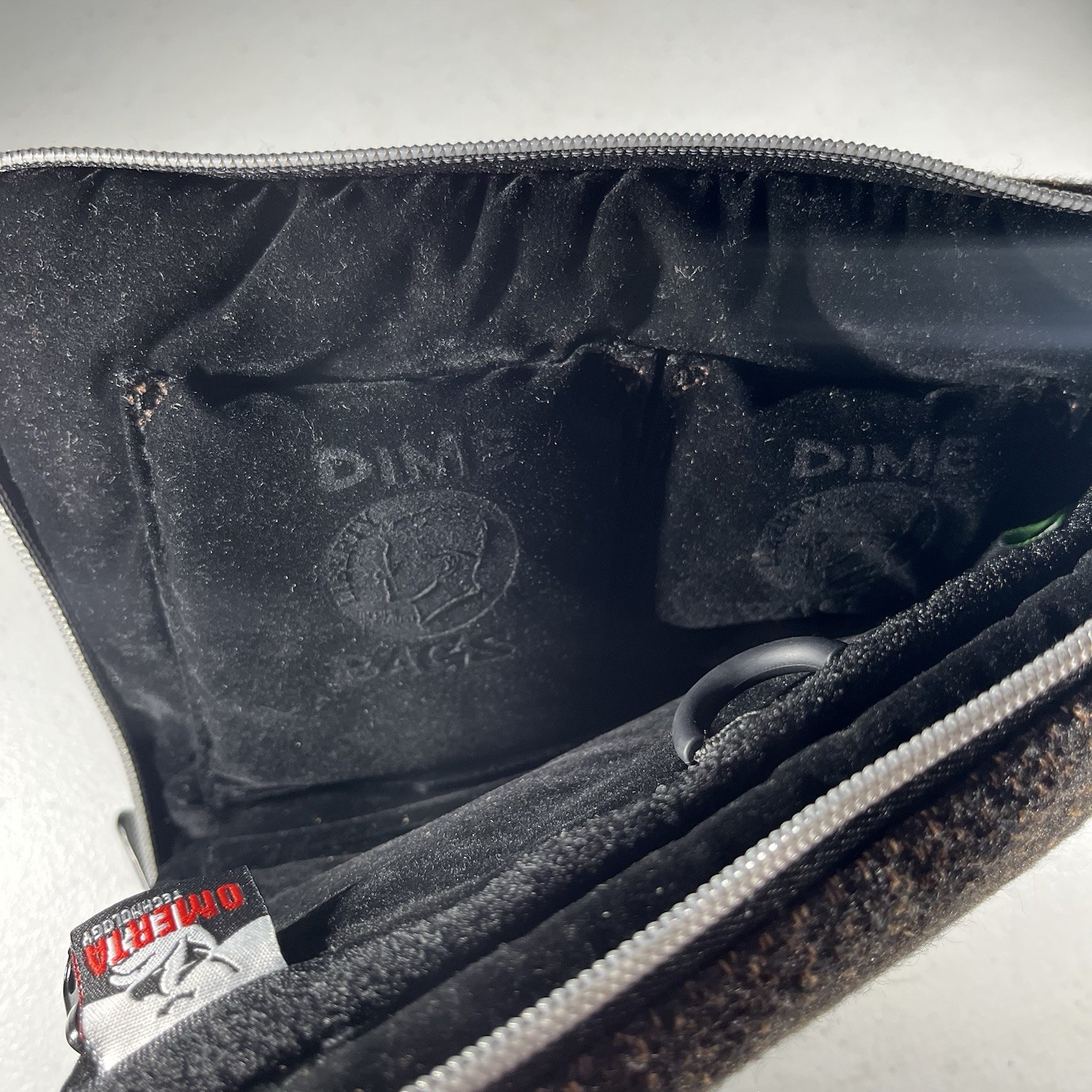 Dime Bags Protective Case Padded Pouch with Tray Smell Proof Pocket Brown Used