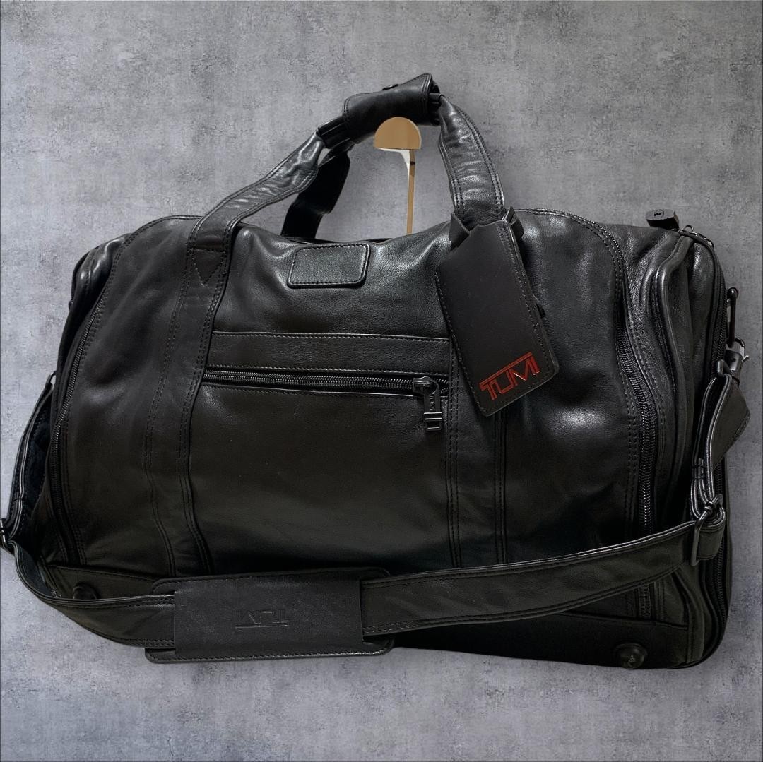 Rare TUMI Boston Bag All Leather Large Capacity Black