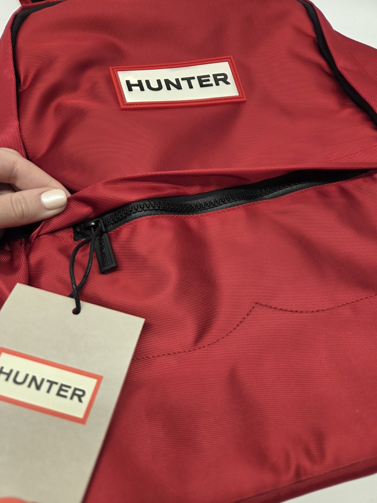 Hunter Top Clip Backpack – Red Color White Logo – Small Size