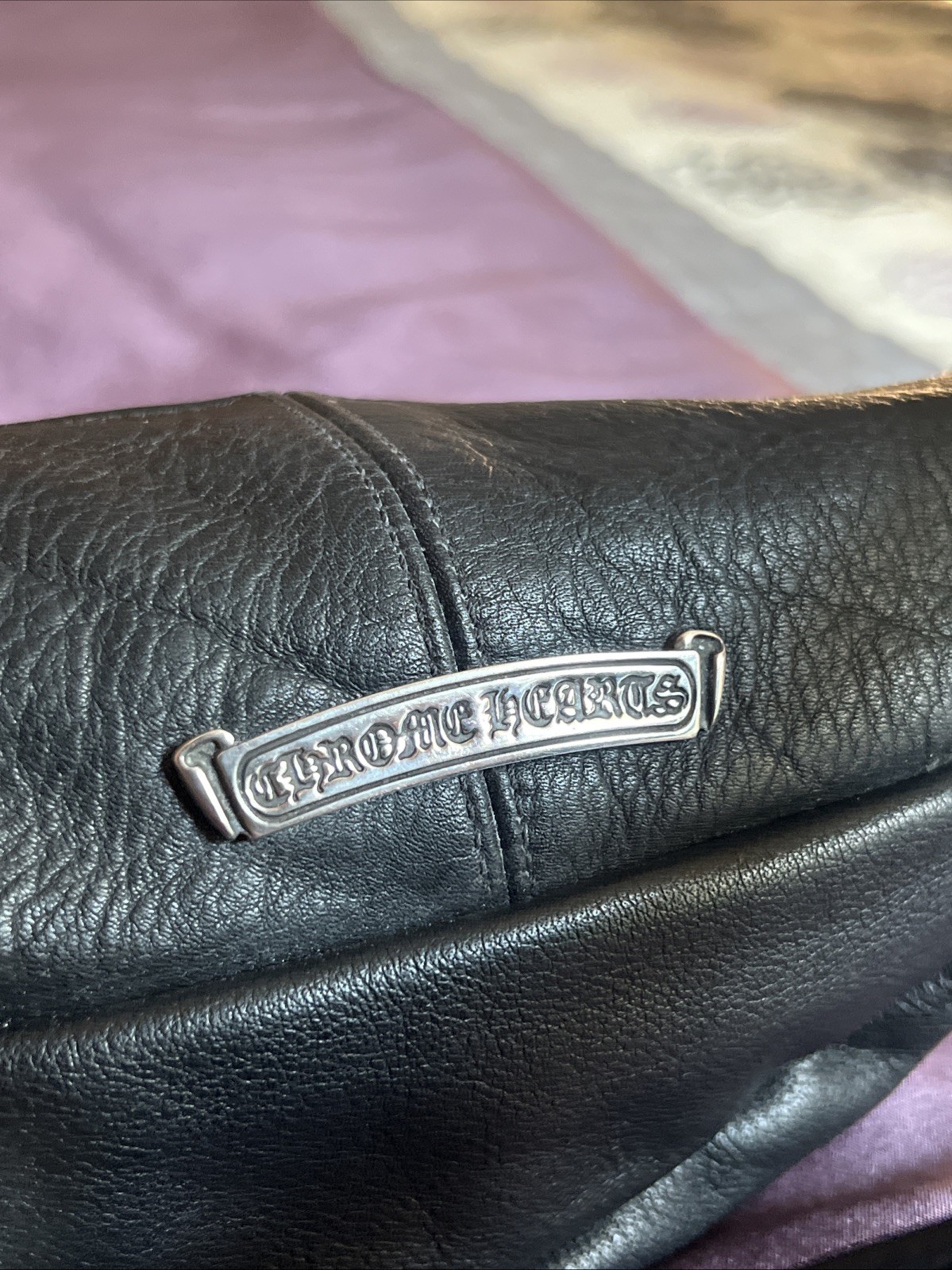CHROME HEARTS Plain Snut Pack Body Bag Sterling leather unisex black