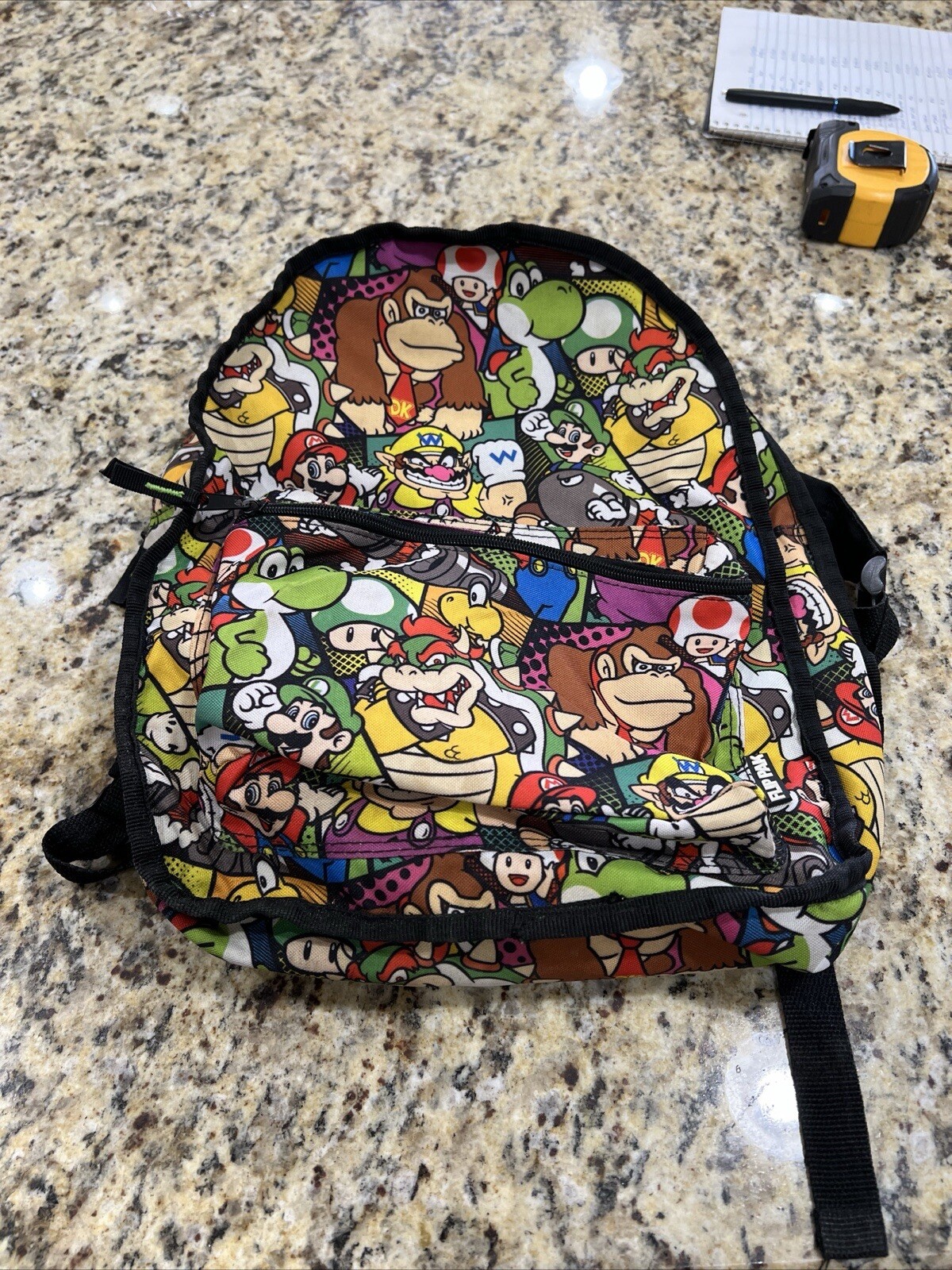 Nintendo Super Mario Reversible Backpack Full Size 8 Bit Rubber Weld