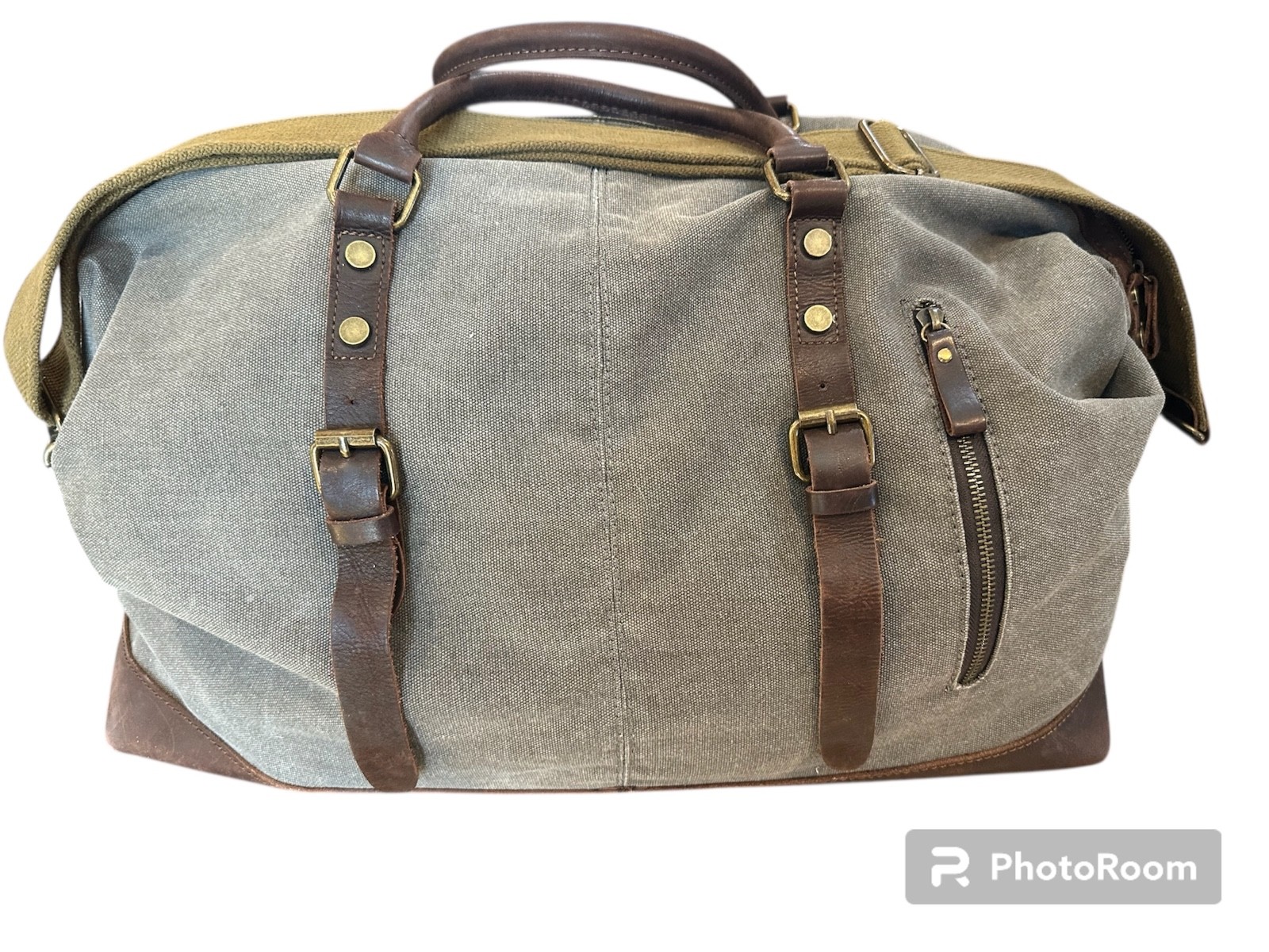 Lifewit Canvas Leather Trim Satchel Duffle Bag Double Handles and Shoulder Strap