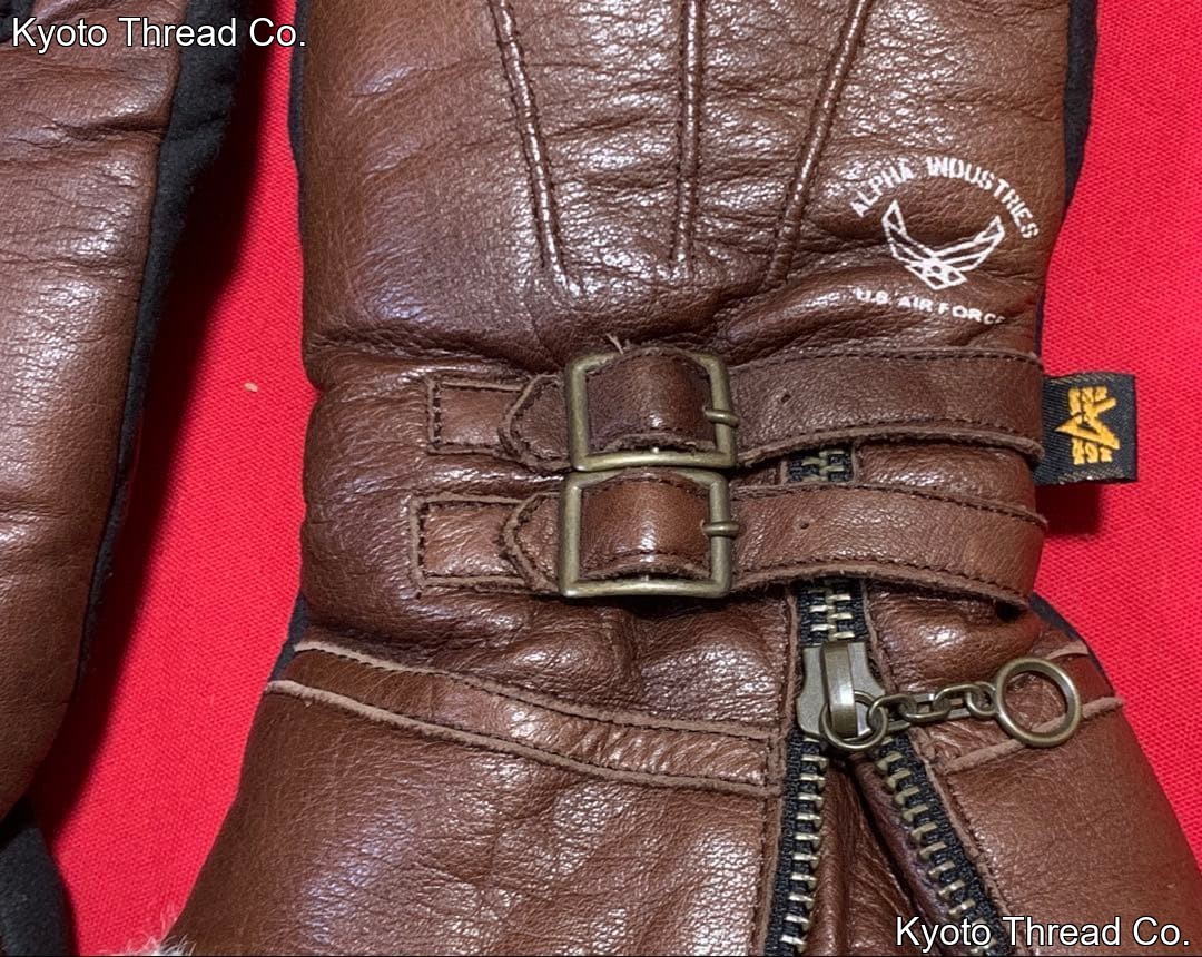 ALPHA INDUSTRIES Brown Leather Winter Gloves, Large Size, Pre-owned