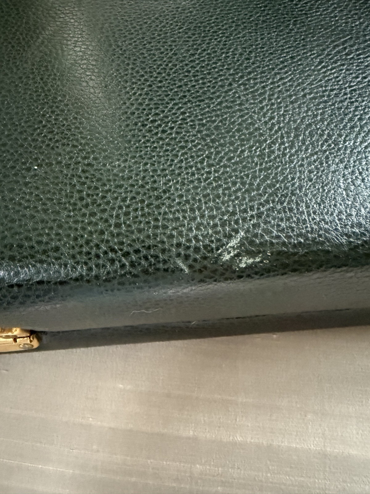 Cole Haan Leather Attache Hard Briefcase Hunter Green & Saddle Trim