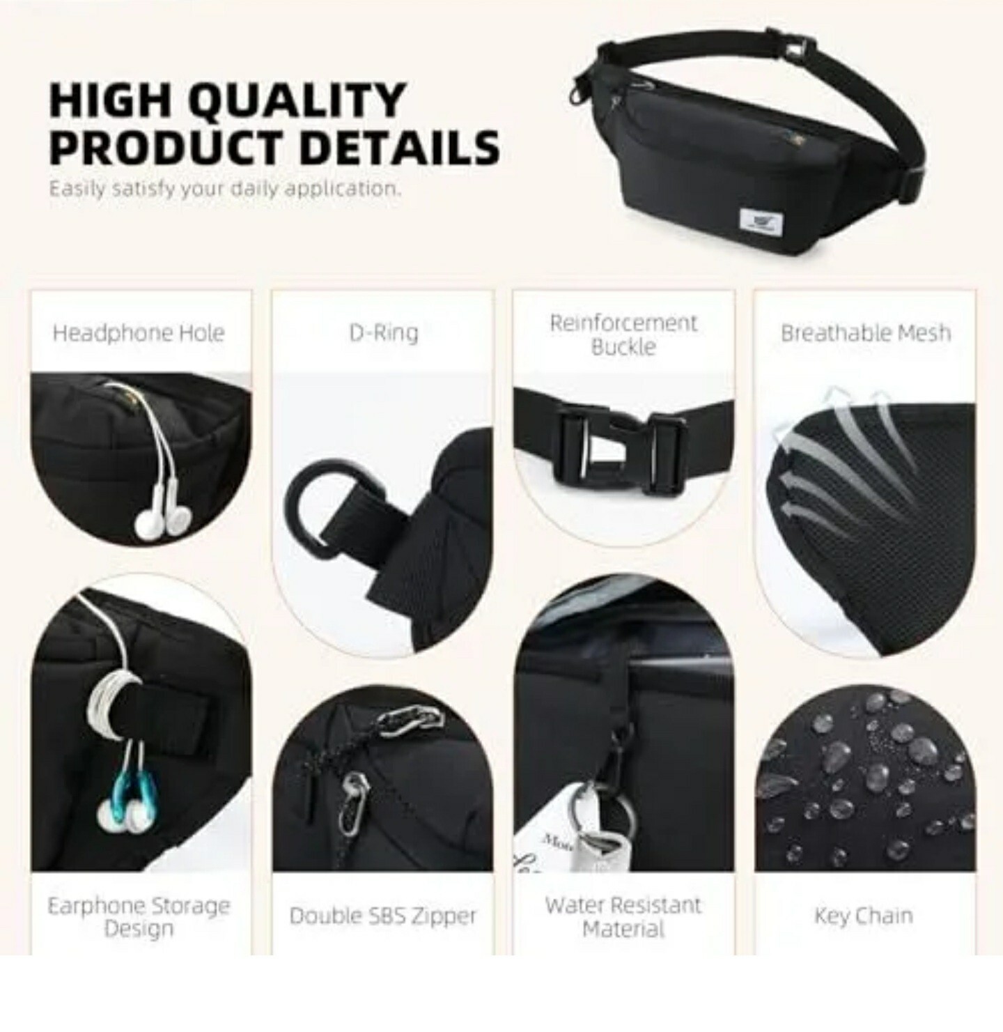 SKYSPER URBAN E5 FANNY PACK CROSSBODY FASHION LARGE WAIST BAG RFID ANTI-THEFT