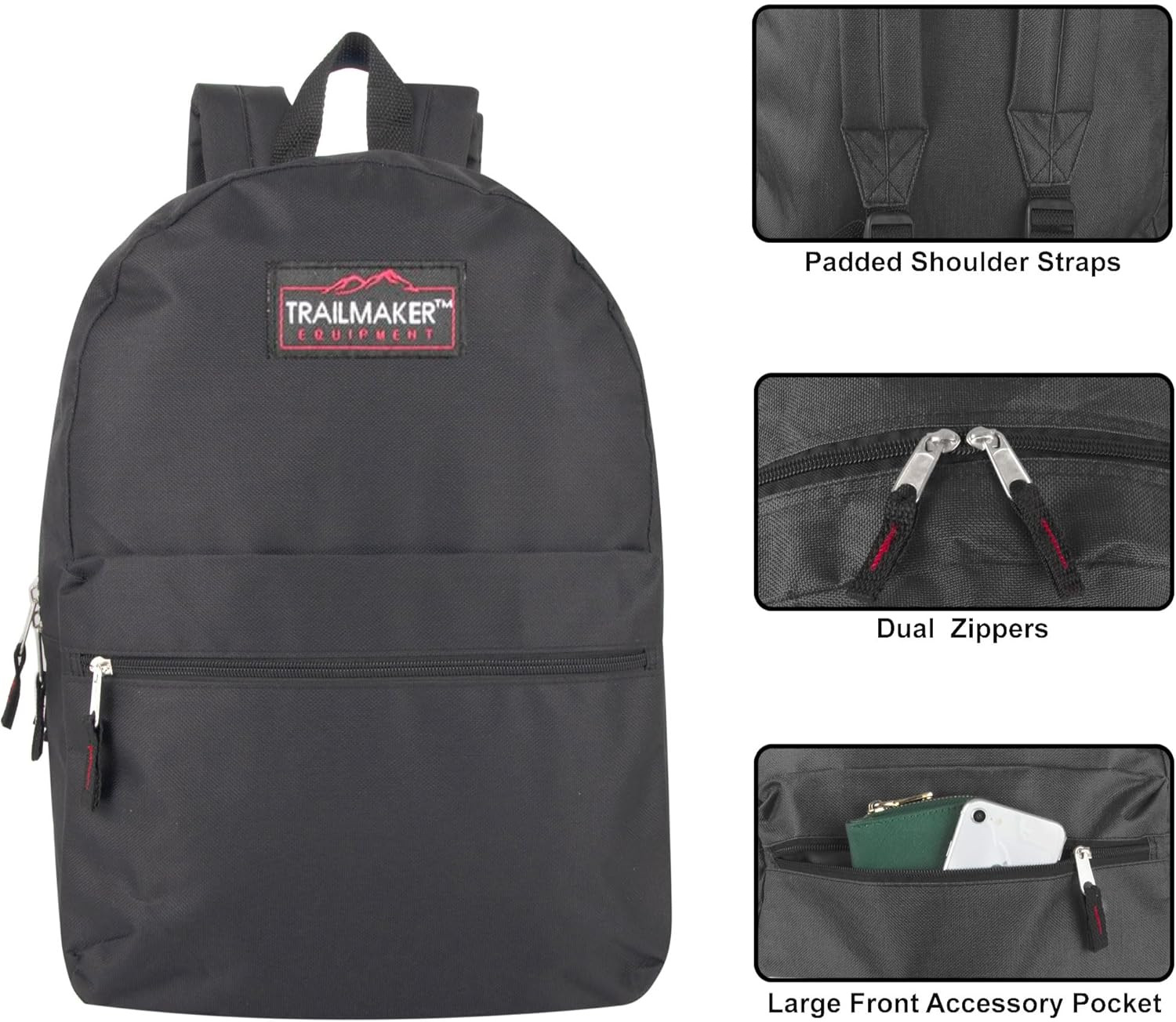 Classic 17 Inch Backpacks with Adjustable Padded Straps | School Backpacks for G