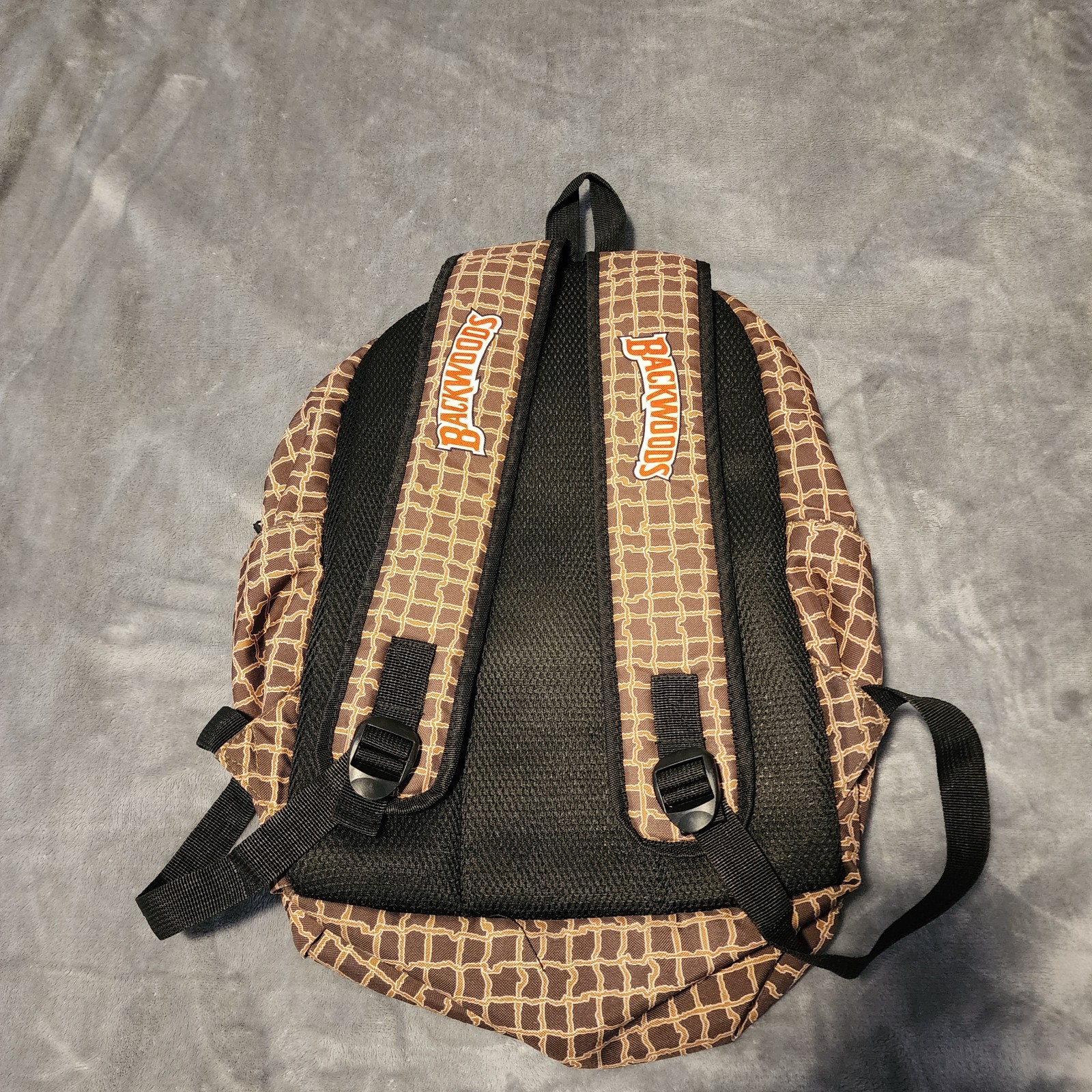 BACKWOODS Cigar Backpack Brown Logo All Natural Tobacco Print School Bag Zip Top