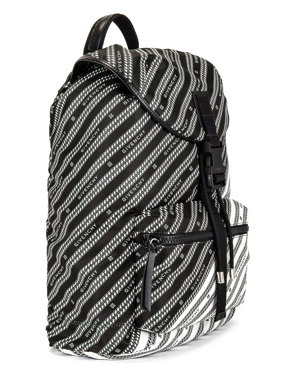 (NO CUSTOMS TAX) GIVENCHY black & white Light 3 nylon striped logo backpack NWT