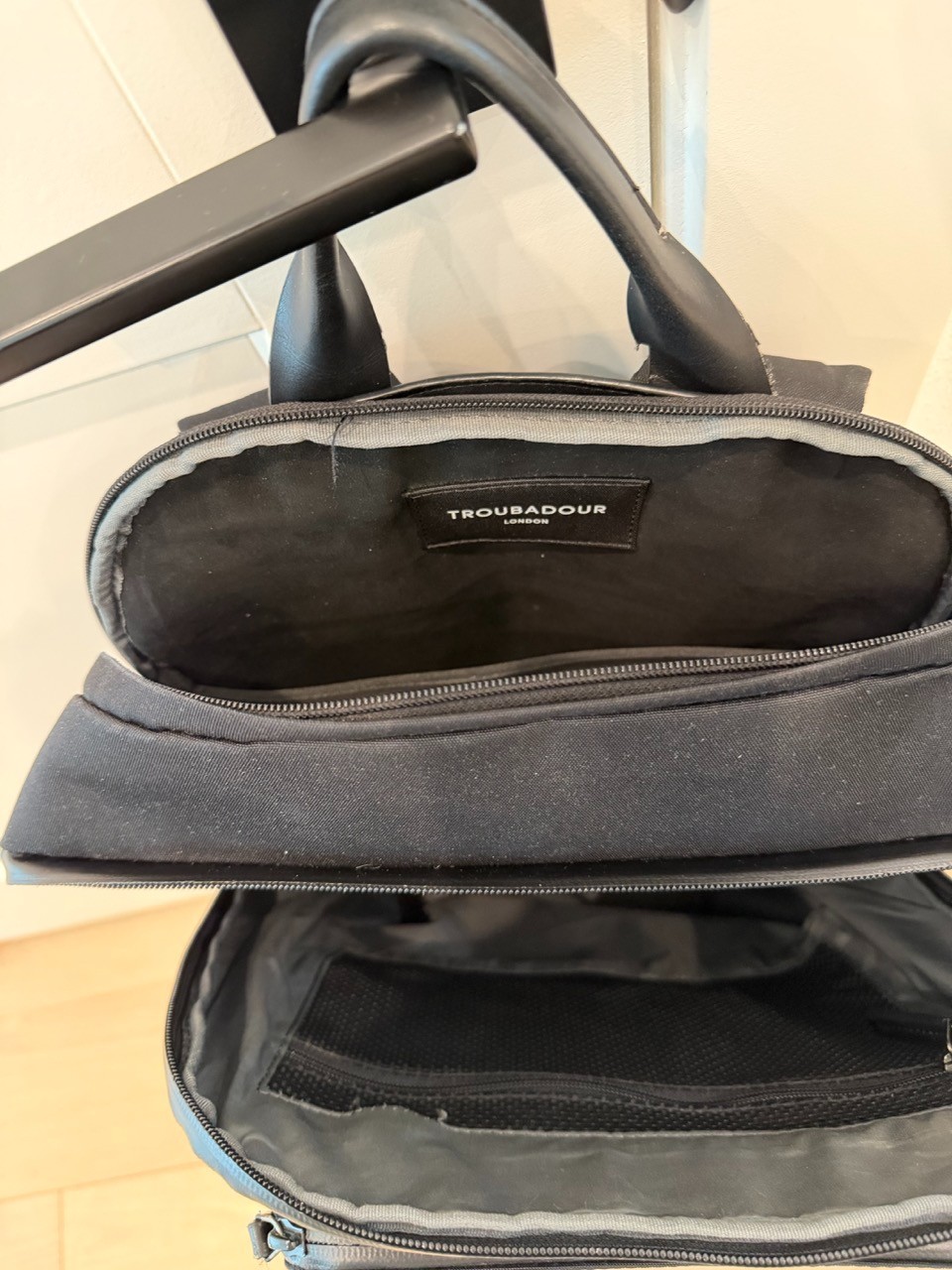 Troubadour London Ridge Backpack Black Nylon Leather Trim Laptop Work Bag