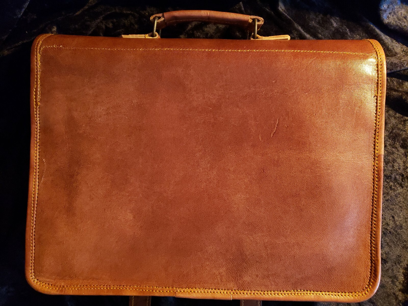 One of a Kind Genuine Leather Messenger bag with Strapped Cylinder Flask