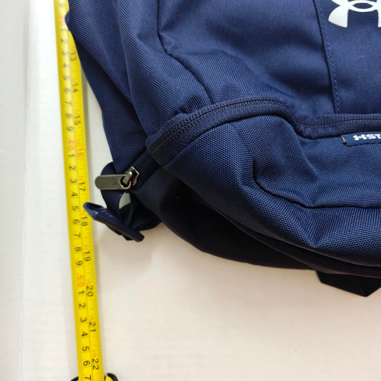 Under Armour Hustle 5.0 Team Backpack Navy Blue UA Storm Baseball Bag MGR Logo