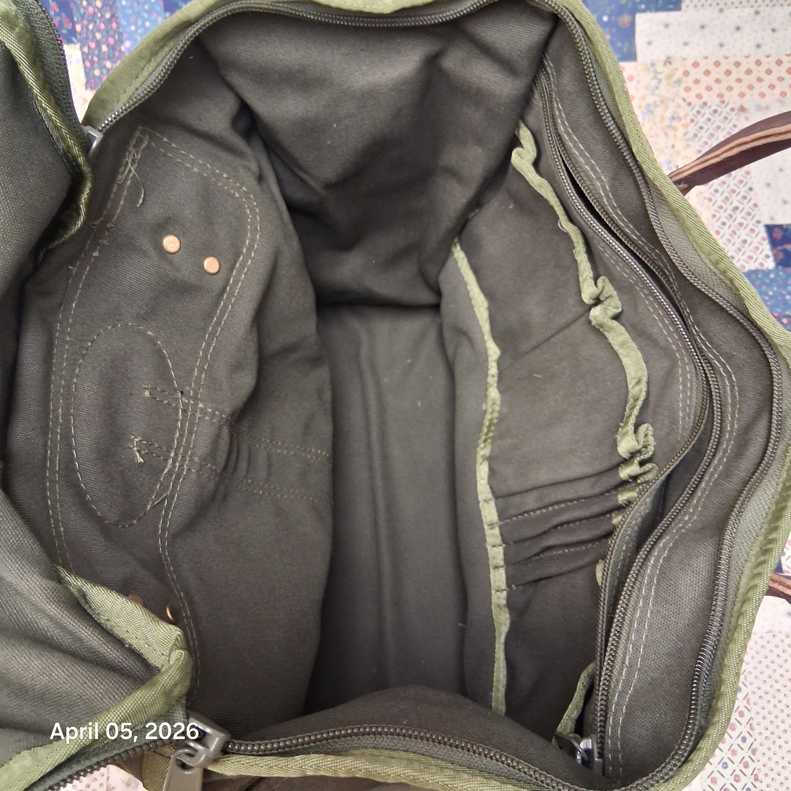 Kathio Luggage Co Canvas and Leather Green Tote Bag Commuter Field Bag 80s 90s