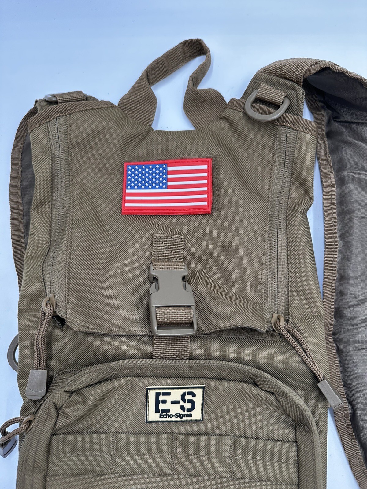 Echo Sigma Military Style Backpack Tan/Beige Compact Carrying Pouch American Fla